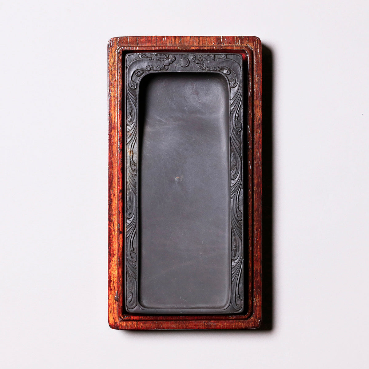 老坑 雙龍争珠長方硯 5.6吋