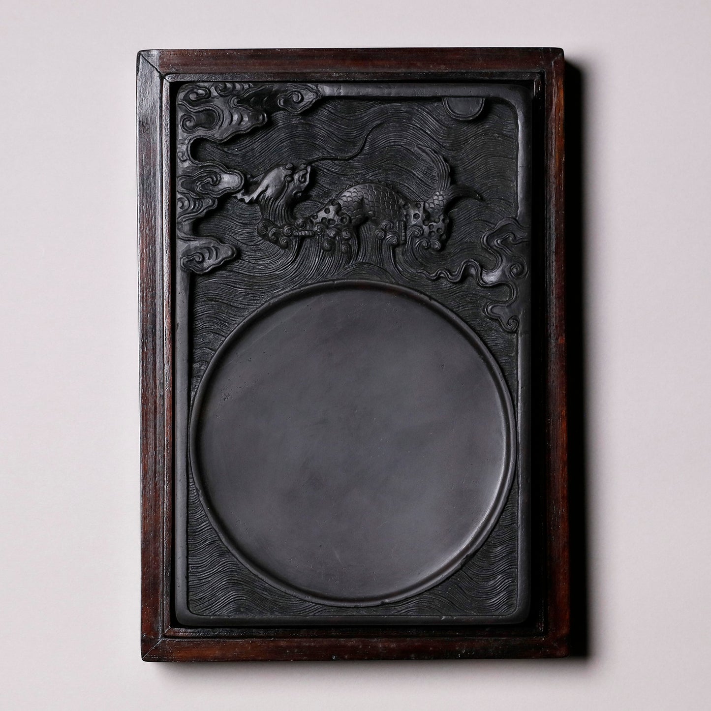 Duan Inkstone Mashikou square 6.6inch / carp climbs up a waterfall motif