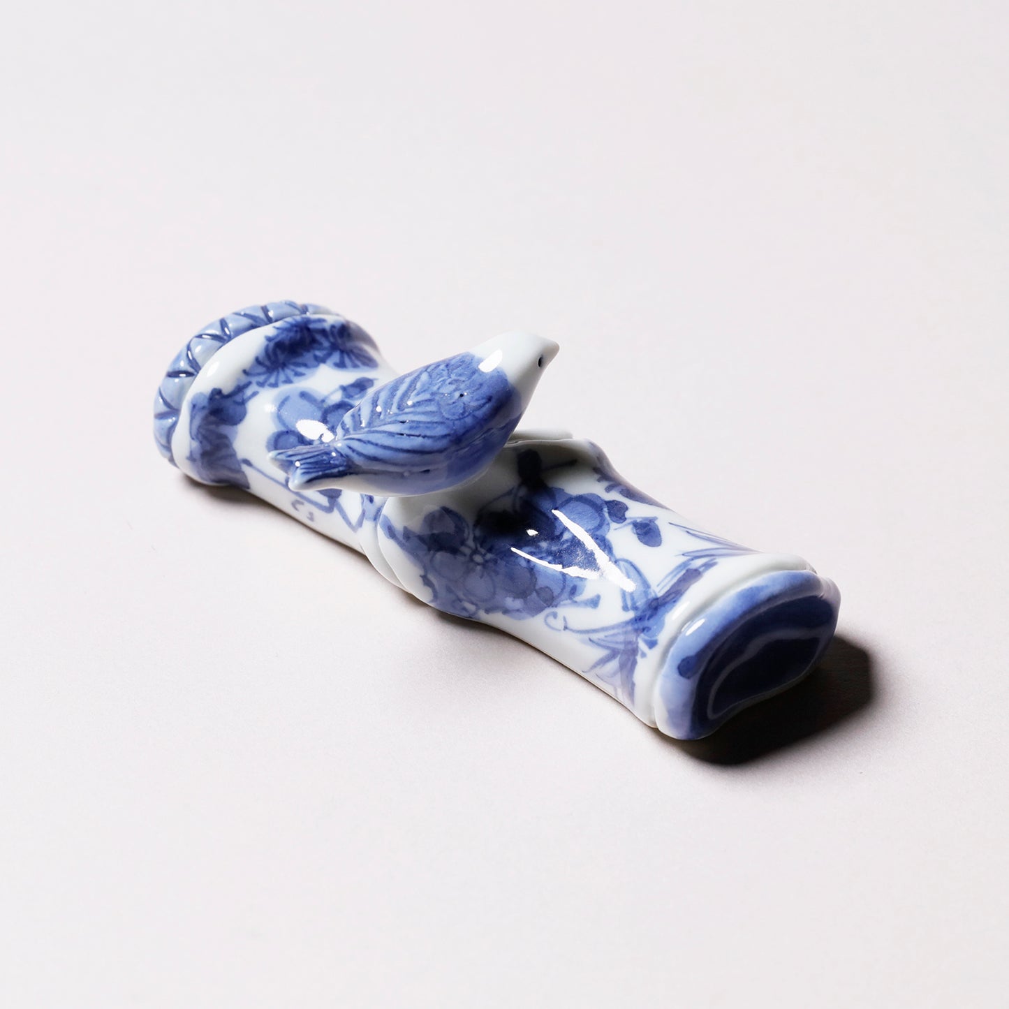 Blue-and-White Brush Rest with Bird Motif