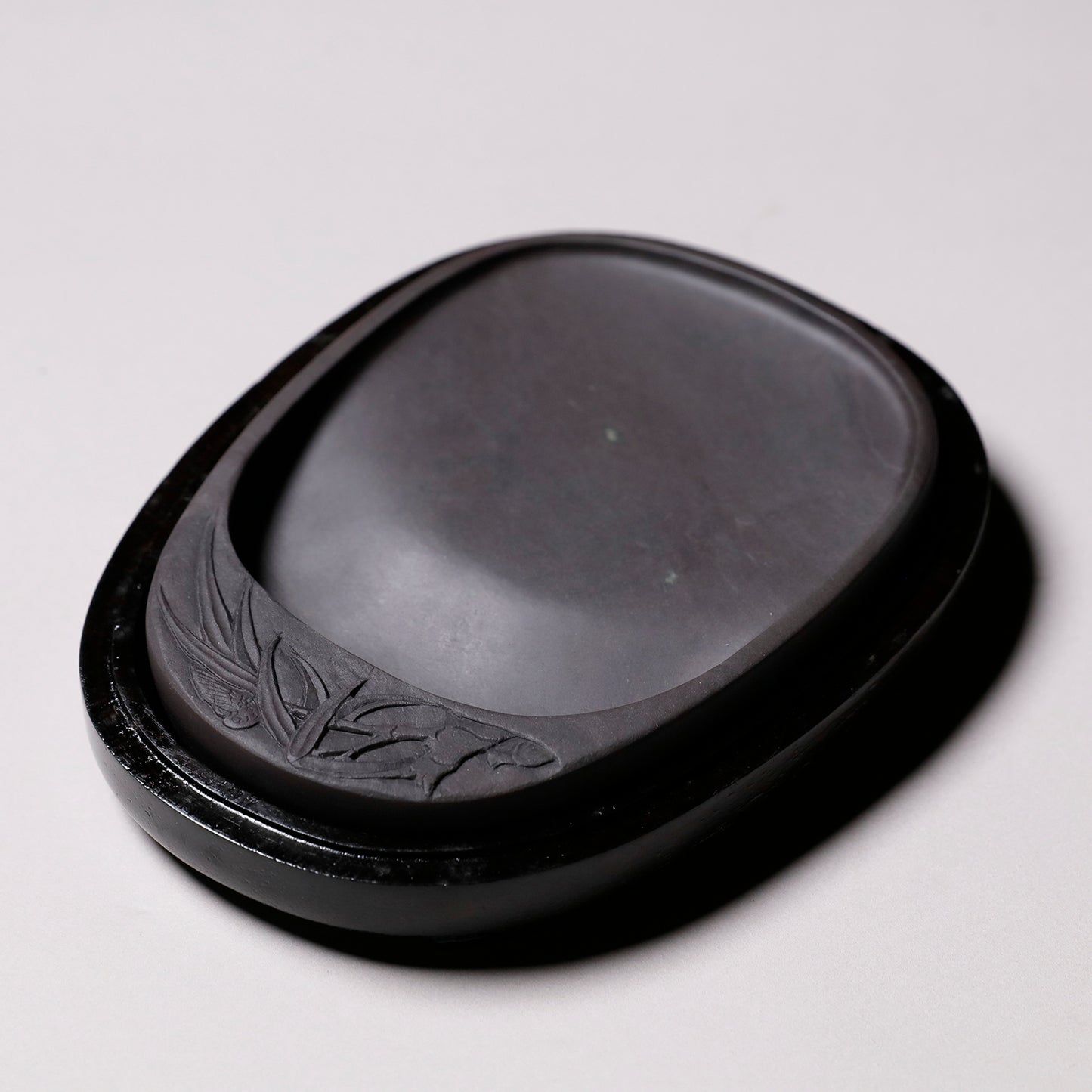 麻子坑 竹鳥刻硯 5吋