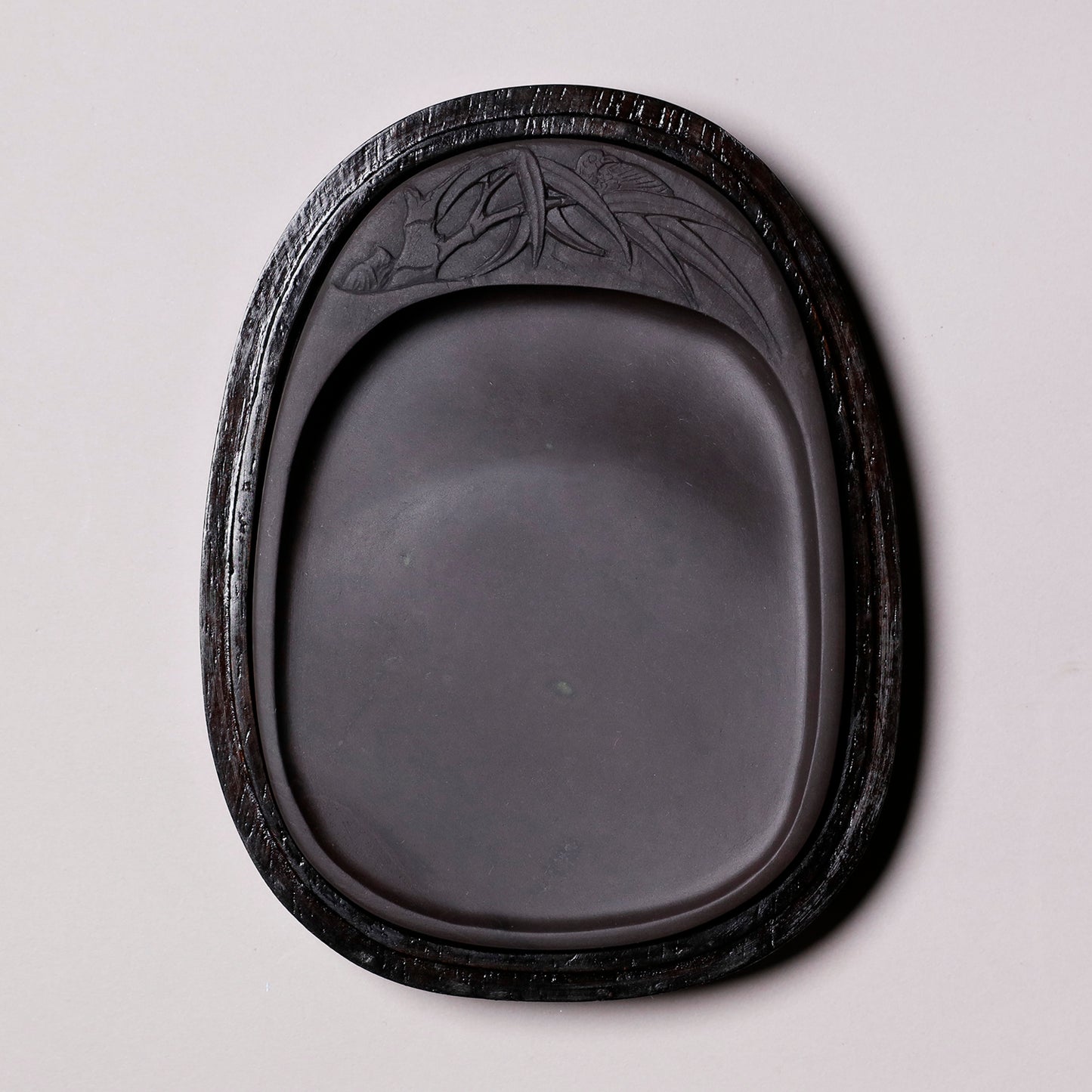 麻子坑 竹鳥刻硯 5吋