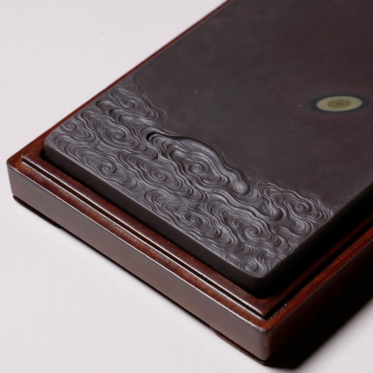 旧麻子坑 有眼雲紋板硯 6吋