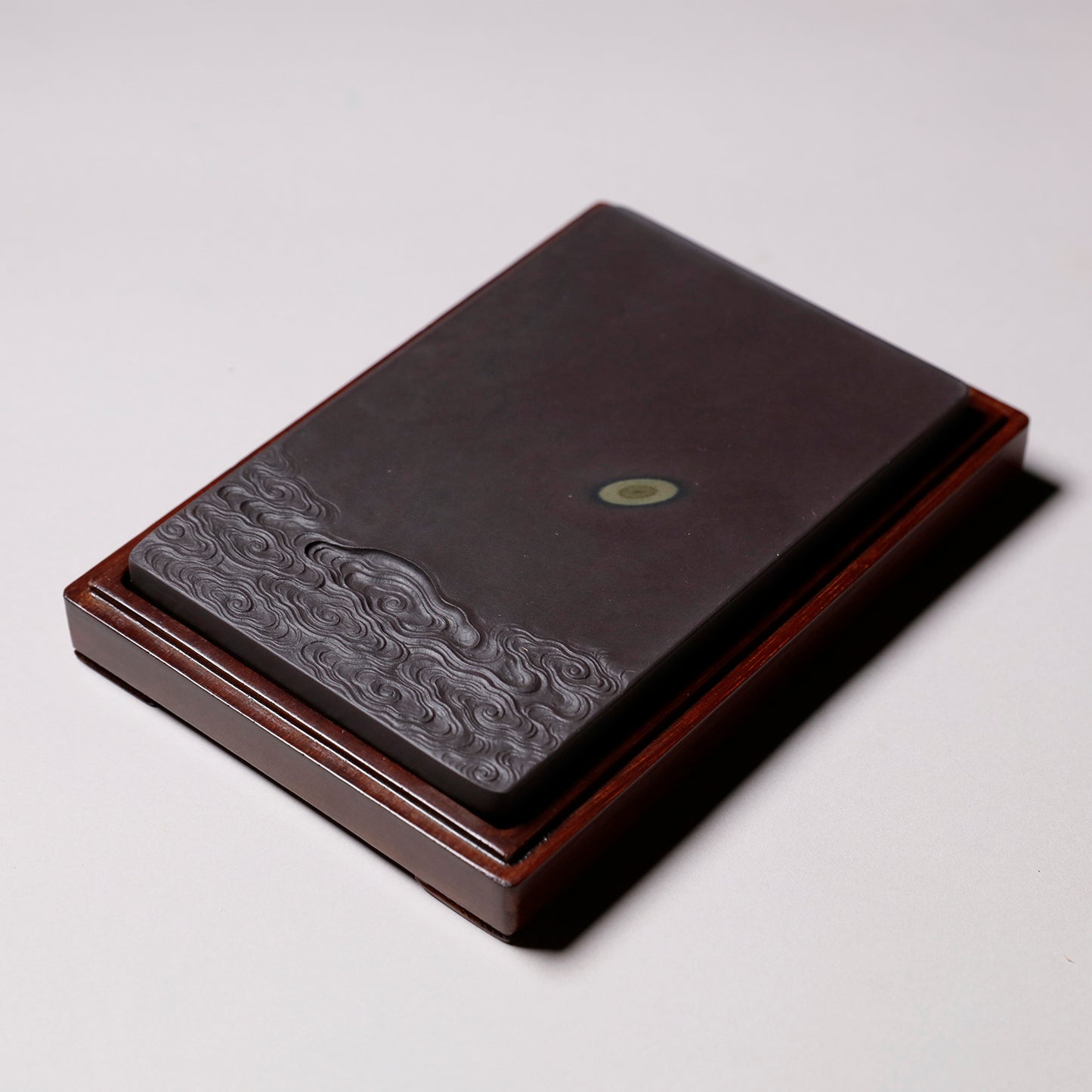 旧麻子坑 有眼雲紋板硯 6吋