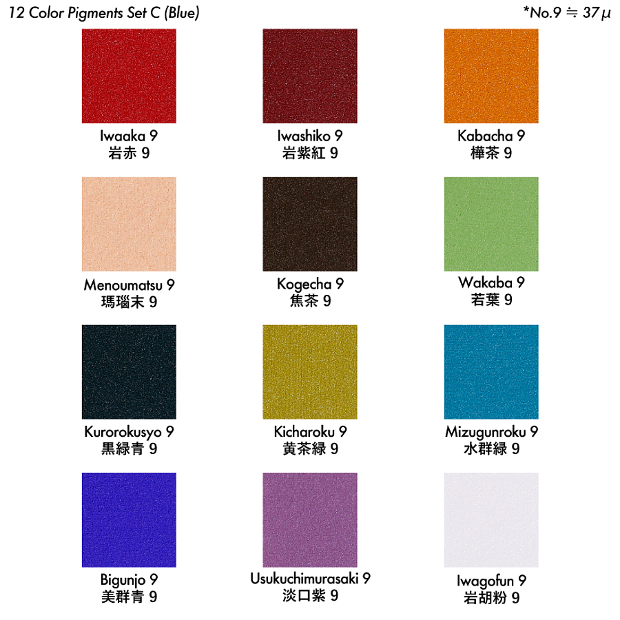岩絵具12色セット Ｃ（青） - PIGMENT TOKYO 顔料・絵具セット・画材の 